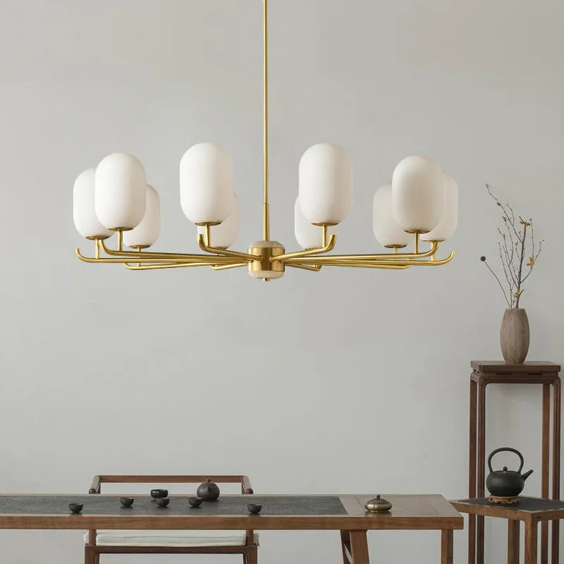 lustre style chinois luxueux en cuivre et jade