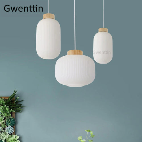 suspension en bois et verre style nordique moderne décoratif intérieur