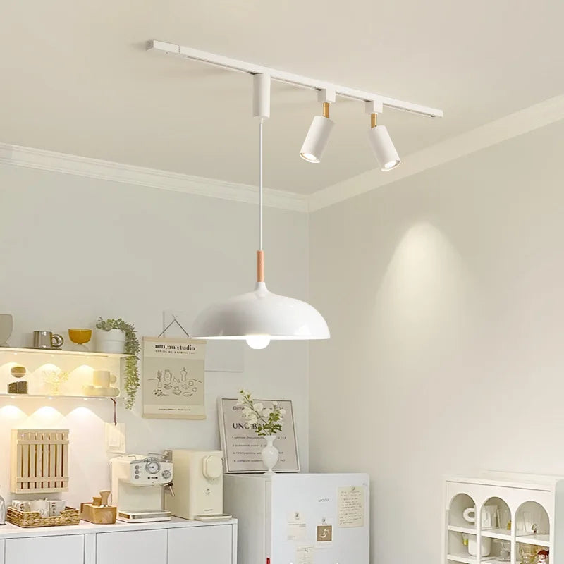 suspension led en bois pour table à manger nordique