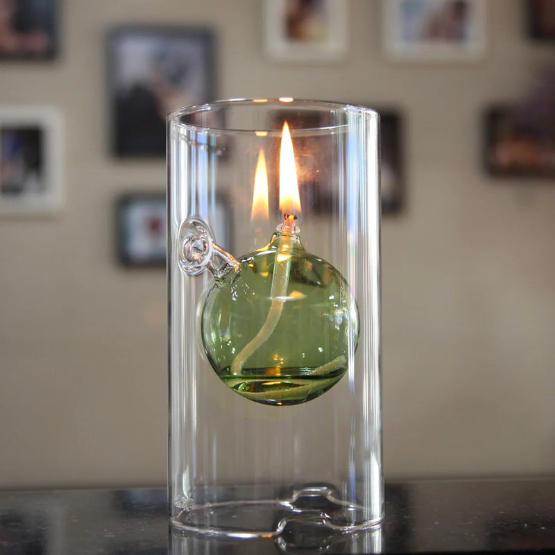 lampe à huile en verre transparent décoration vintage pour intérieur