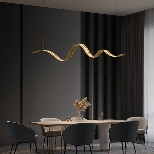 lustre led en cuivre moderne avec design à vagues