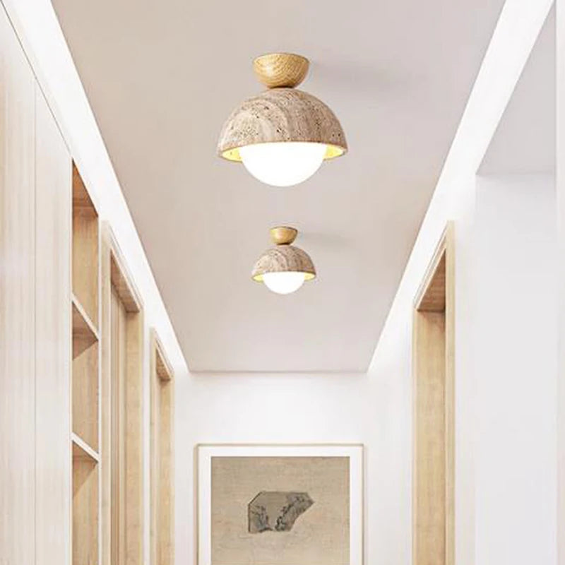 plafonnier scandinave travertin wabi sabi led marbre