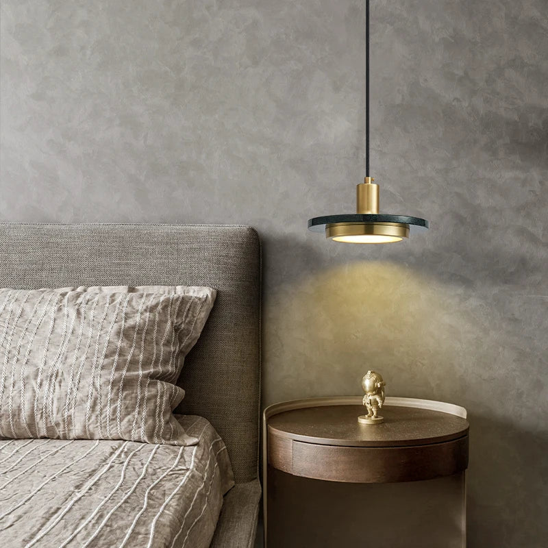 suspension LED design nordique en fer et marbre pour intérieur