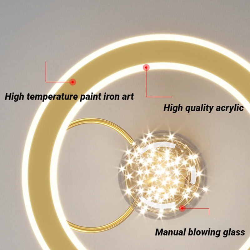 lustre moderne led sandyha avec boule de verre dorée