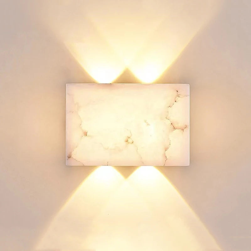 applique murale led moderne en marbre naturel et cuivre