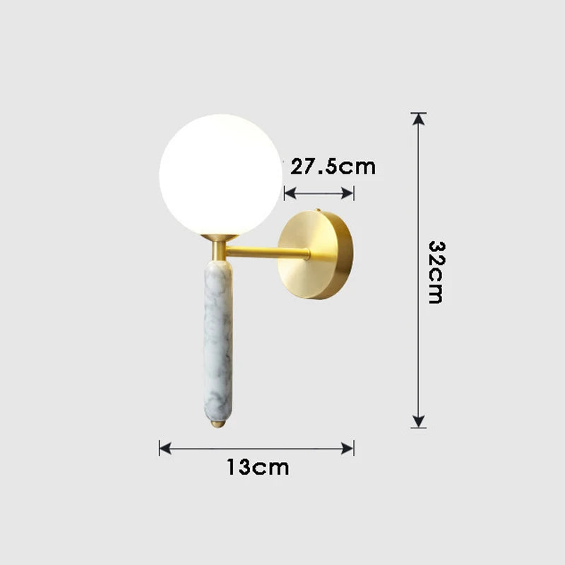 lampe de chevet en marbre avec boule de verre pour hôtel et restaurant