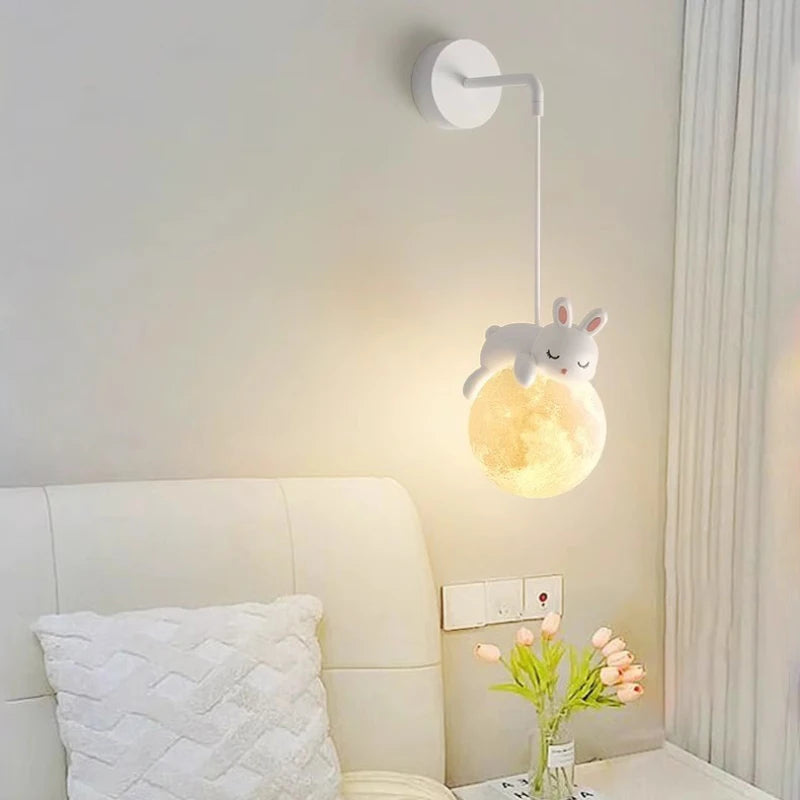 Applique murale lapin ours blanc nordique simple garçon fille bébé