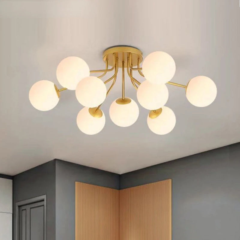 suspension lustre led boule de verre pour sommeil direct
