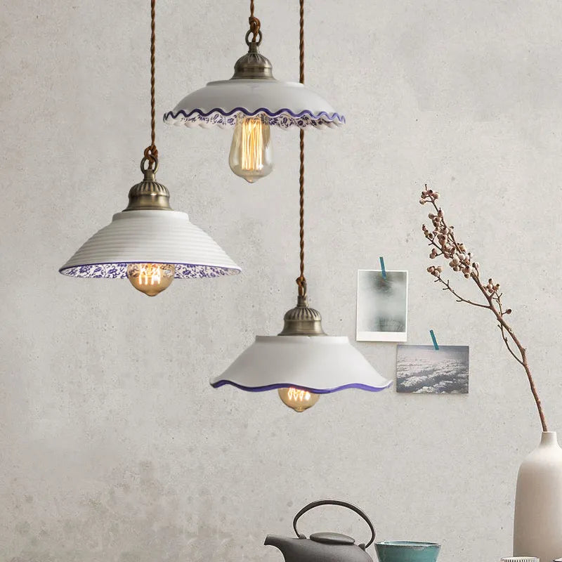 Suspension fleur design Loft Style céramique Vintage
