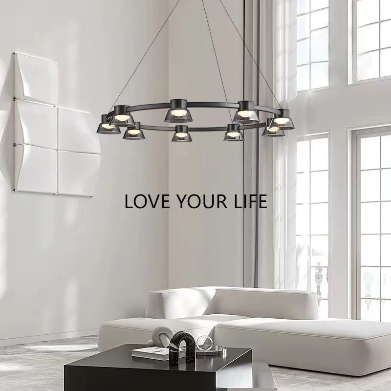 lustre moderne minimaliste led en verre design nordique suspendu