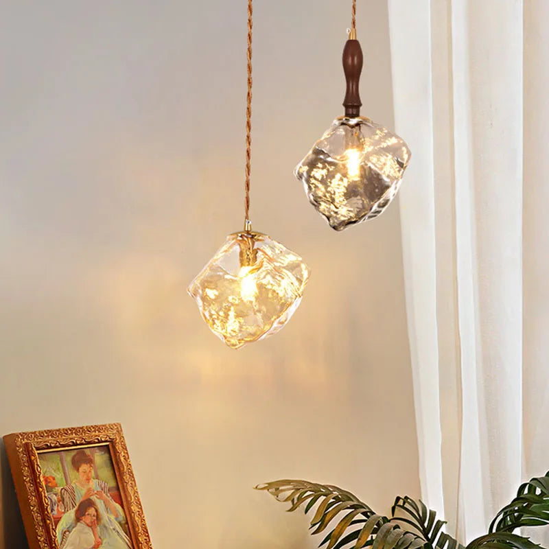 lustre en verre en forme de bloc de glace pour bars et restaurants