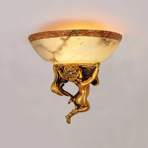 applique murale ange européen en marbre doré pour escalier