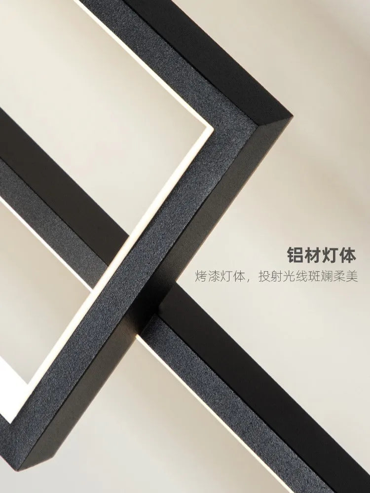 lustre d'escalier minimaliste moderne carré creux duplex grand