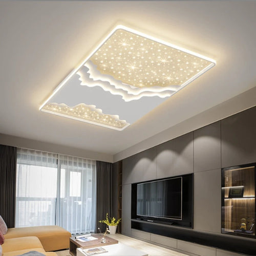 Nouveau luxe salon plafonnier moderne Intelligent LED décoration intérieure lampes créatif ciel étoilé chambre salle à manger lustre