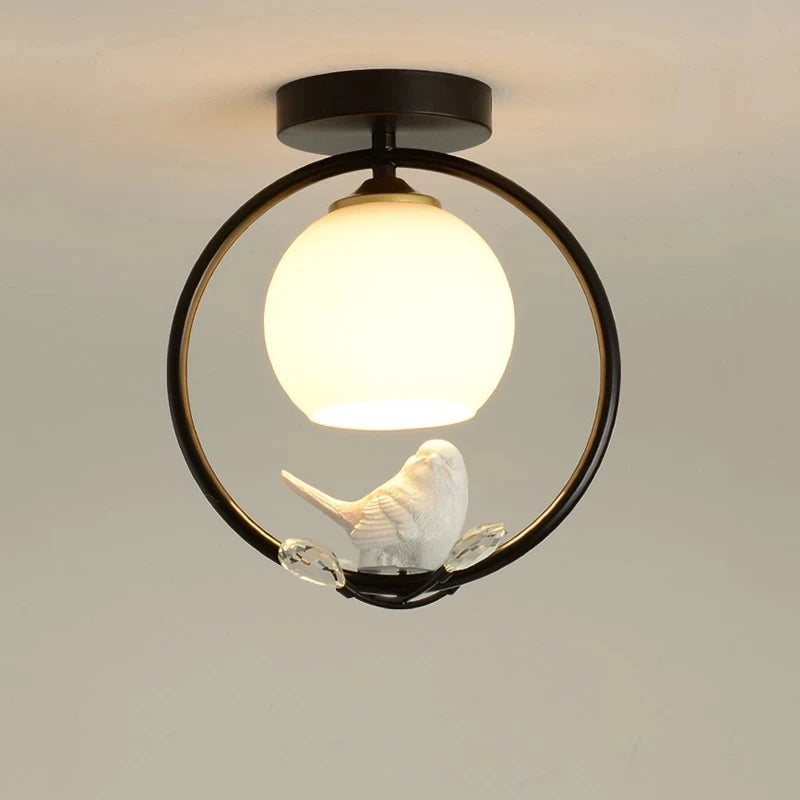 plafonnier nordique en fer style avec décoration oiseau