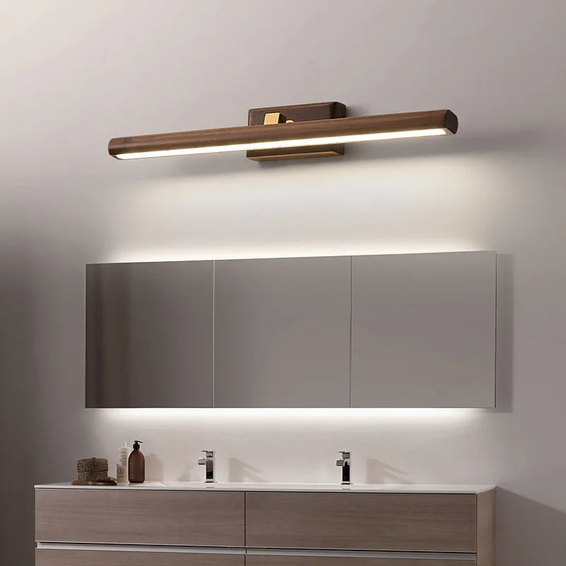 lampe de miroir scandinave en noyer noir led applique murale