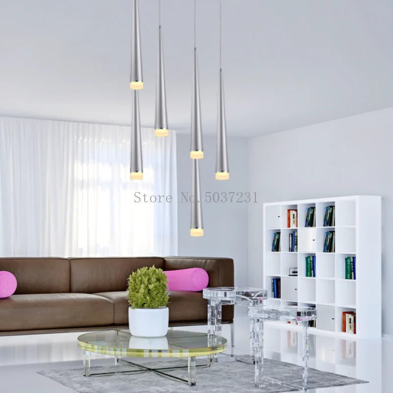 Suspension conique led moderne pour plafond avec décor artistique