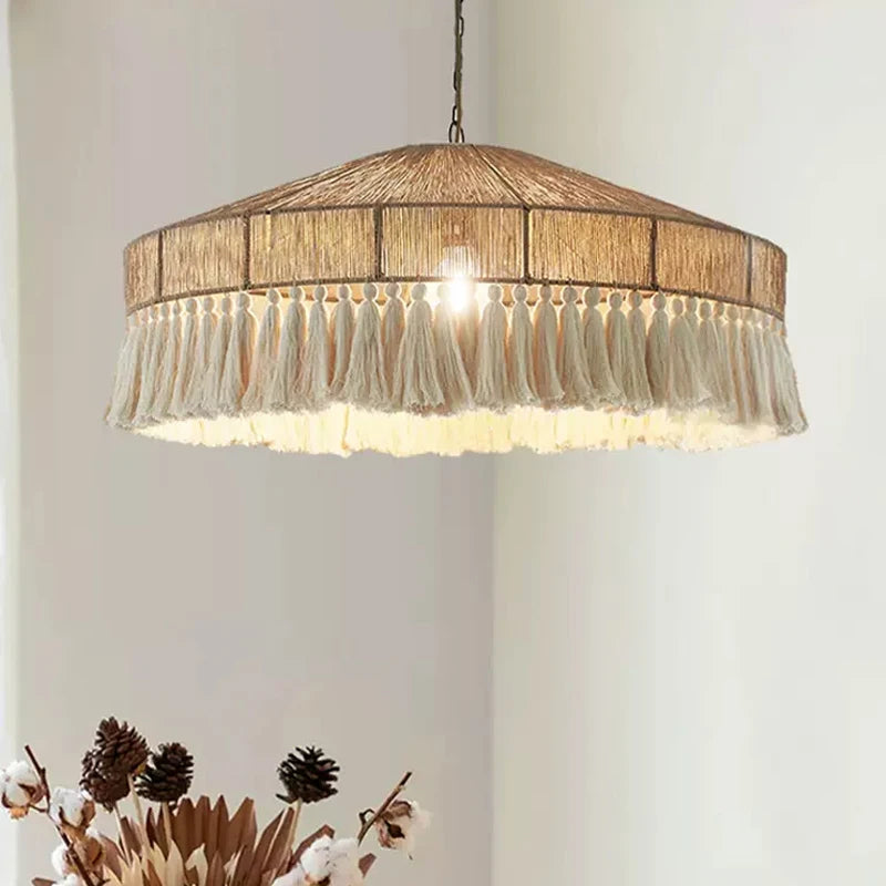 suspension Bohème chanvre corde gland Vintage