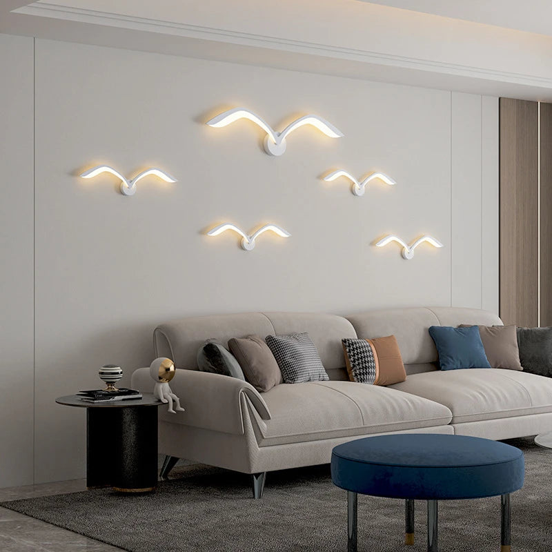 applique murale led modernes en forme de mouette en acrylique