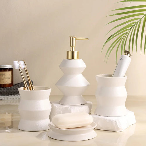 lot de 4 bouteilles en céramique pour salle de bain