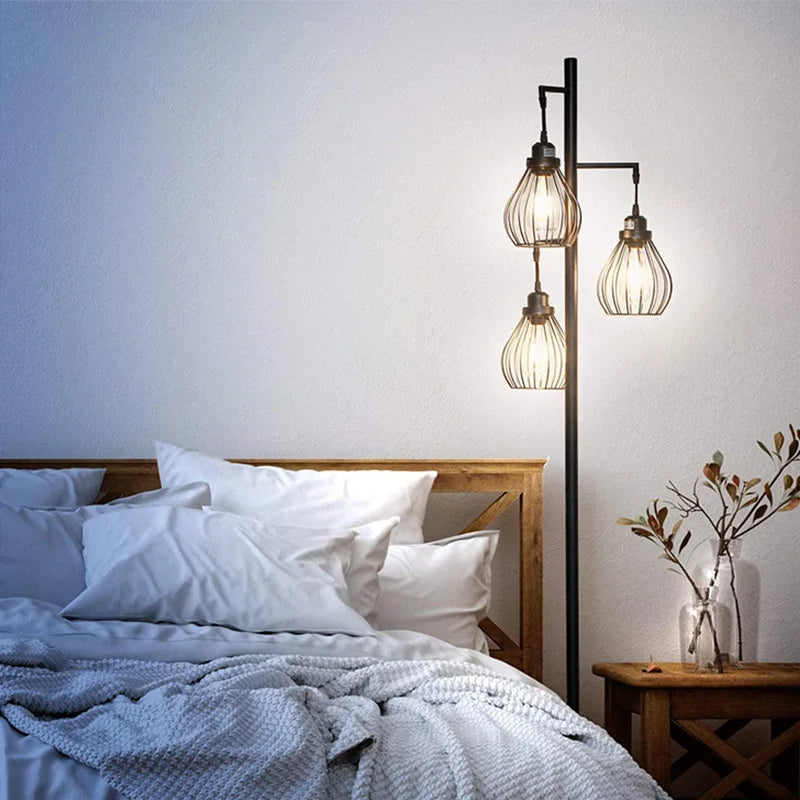 lampadaire vintage à 3 têtes style industriel décoration romantique