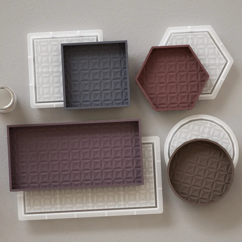 plateau en béton pour rangement et décoration artisanale sous-verre
