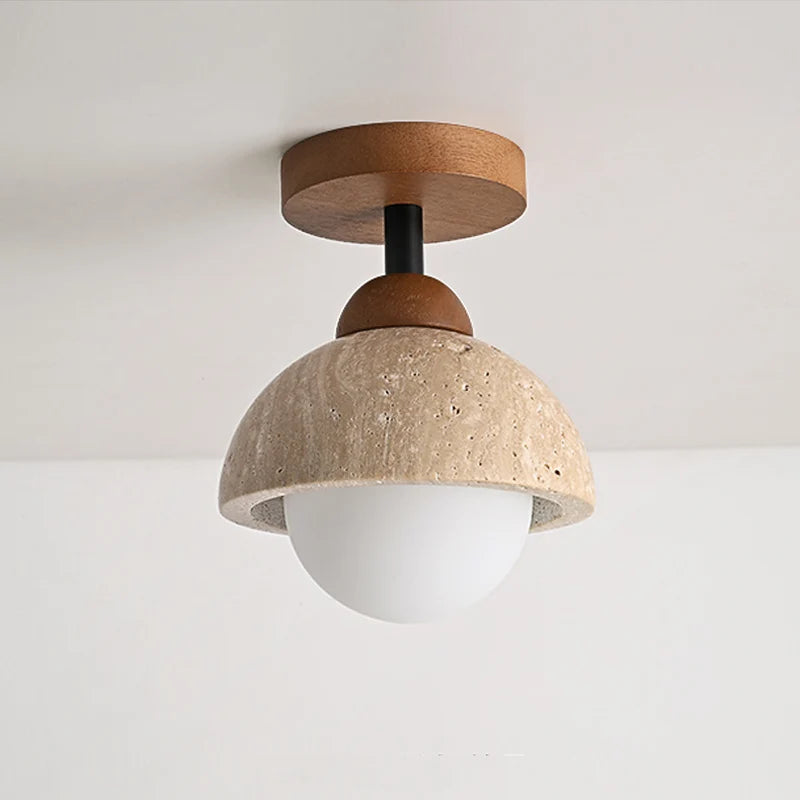 plafonnier décoratif led style wabi sabi japonais en calcaire