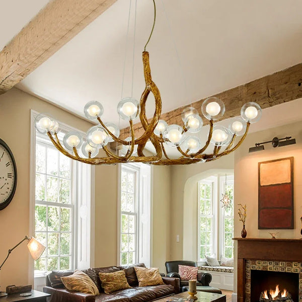 Lustre Sputnik 8 Têtes Verre Cognac - Luminaire Plafond Nordique Moderne Pour Salle à Manger