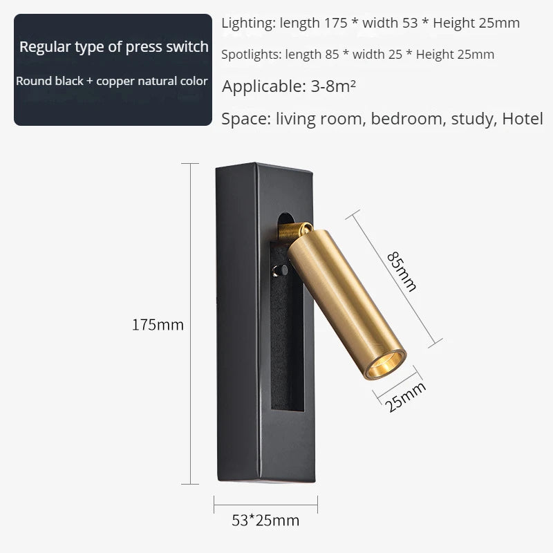 applique murale moderne avec chargeur usb et projecteur rotatif led
