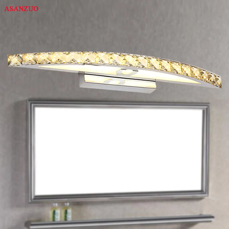 applique murale salle de bain LED miroir lumière en acier inoxydable cristal maquillage salle de bain lumières 44 cm/54 cm