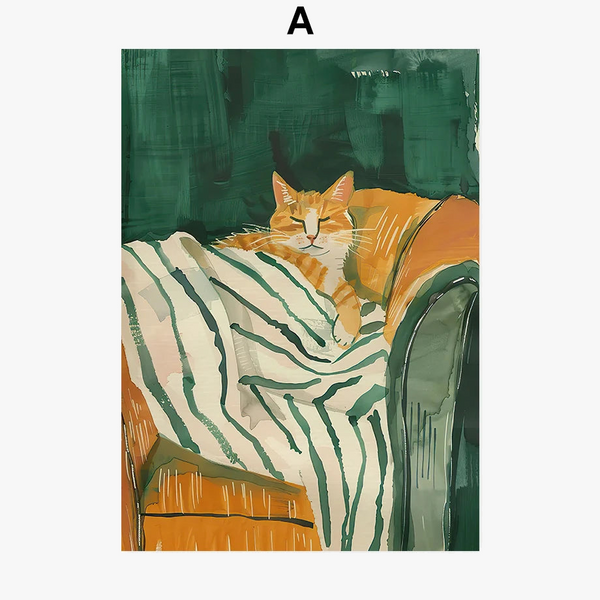 FISH DRAGATE Poster Sur Toile Avec Chat Qui Pleure Drôle - Décoration Murale Pour Salon, Chambre à Coucher - Style Sans Cadre - 50 X 75 Cm