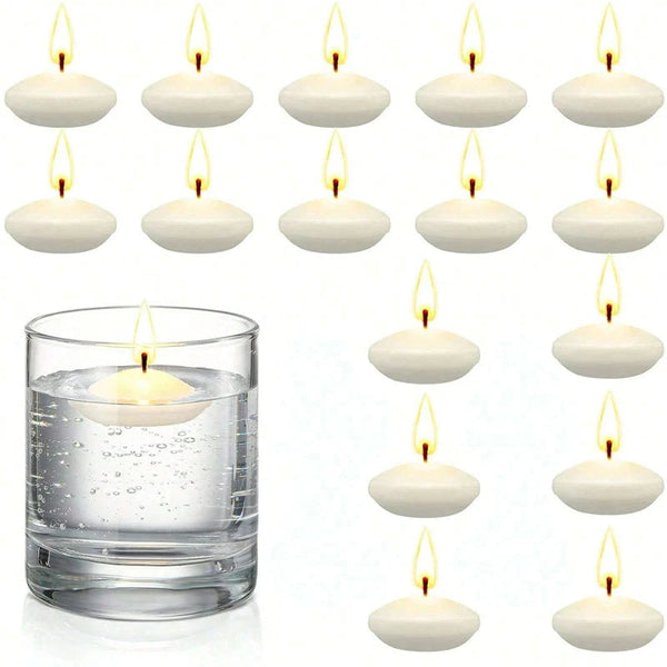 15 Bougies Flottantes Blanches - 35x35 Mm, Parfaites Pour Ambiances Romantiques (bain, Dîner, Décoration) - 8