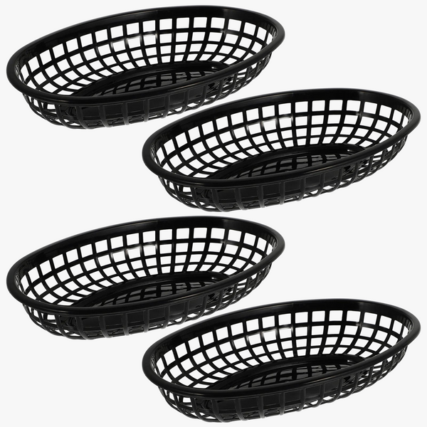 48 Pcs Panier En Plastique Plateau De Service Frites Panier Ovale De Restauration Rapide Plateau Restaurant Bar Frites Nourriture