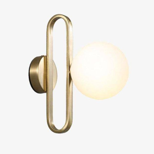 Applique murale design à LED avec anneau doré et boule en verre Sconce