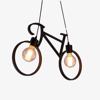 LED pendant light in the shape of a bicycle