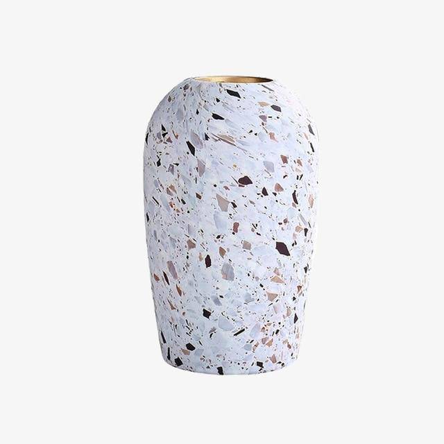 Terrazzo style ceramic design vase white