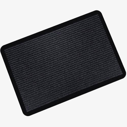 Striped black rectangle mat with rounded edges