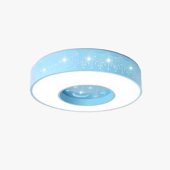 Plafonnier enfant LED rond avec étoiles et lune