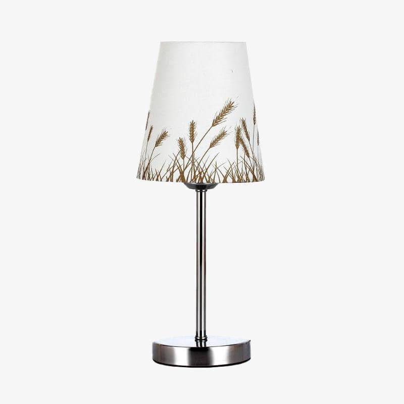 Chromium-plated bedside lamp with lampshade wheat design