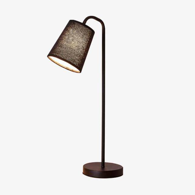 LED bedside and desk lamp with straight base and lampshade