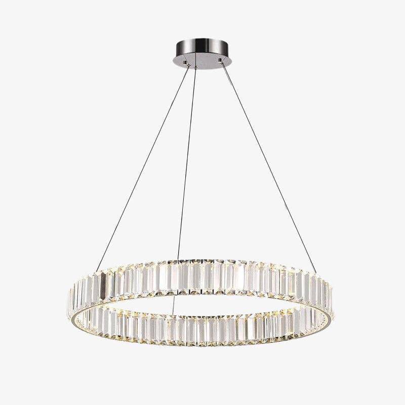 Lámpara de suspensión design LED dorado con anillo de cristal Lujo