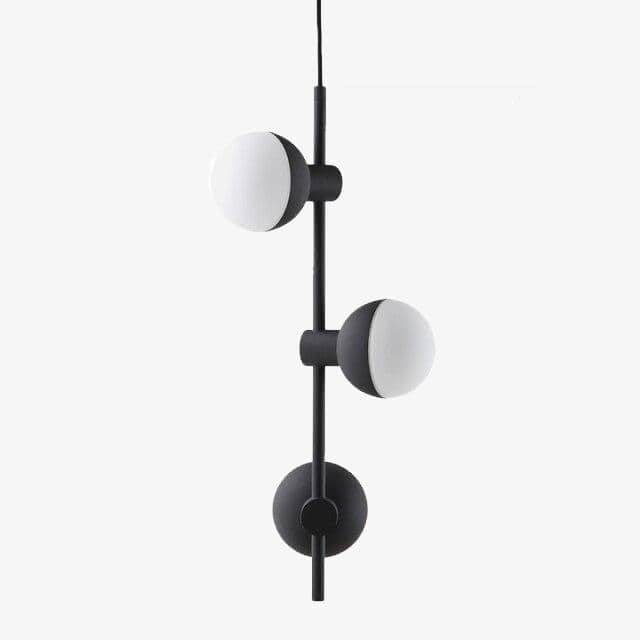 Lámpara de suspensión moderno LED de metal negro con tres bolas de cristal Candelabro