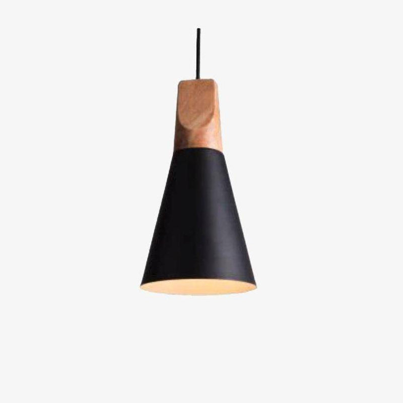 Wooden conical pendant lamp (several colors)