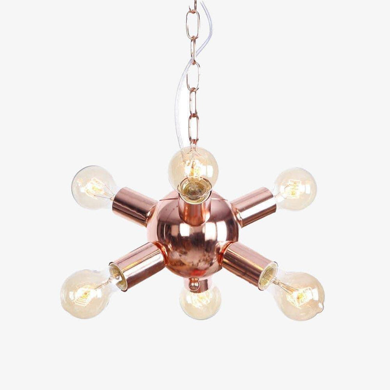 Lustre design LED en métal rose gold avec plusieurs lampes Fly
