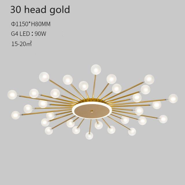 Plafonnier moderne LED en forme de soleil avec perles Janira