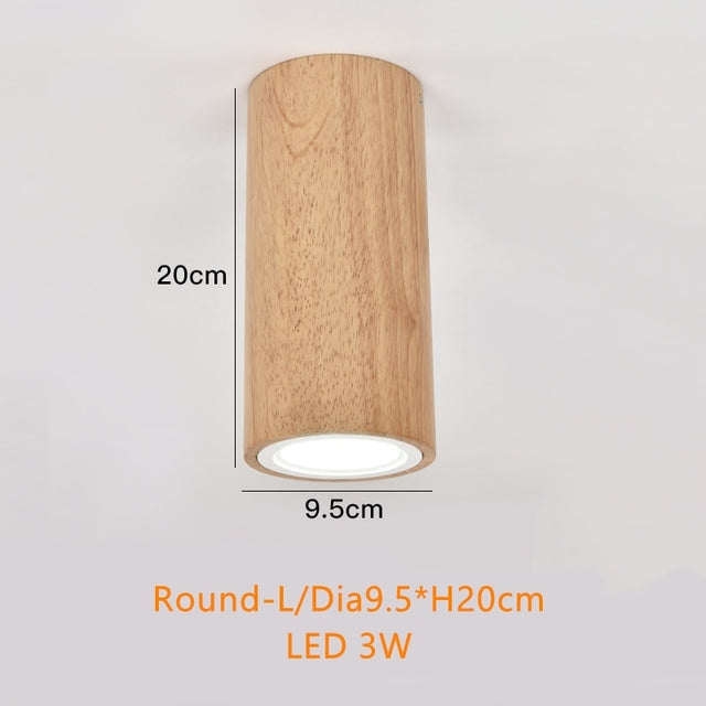 Foco LED circular escandinavo de madera Rogely