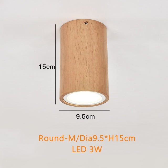 Foco LED circular escandinavo de madera Rogely