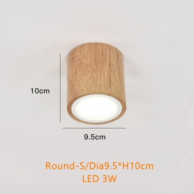 Foco LED circular escandinavo de madera Rogely