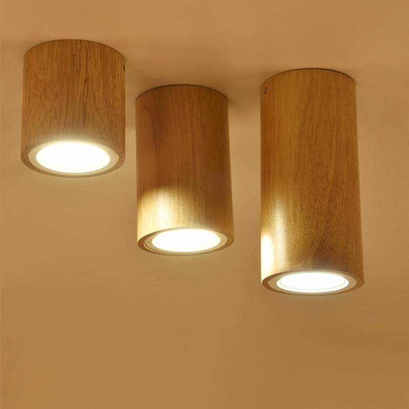 Foco LED circular escandinavo de madera Rogely