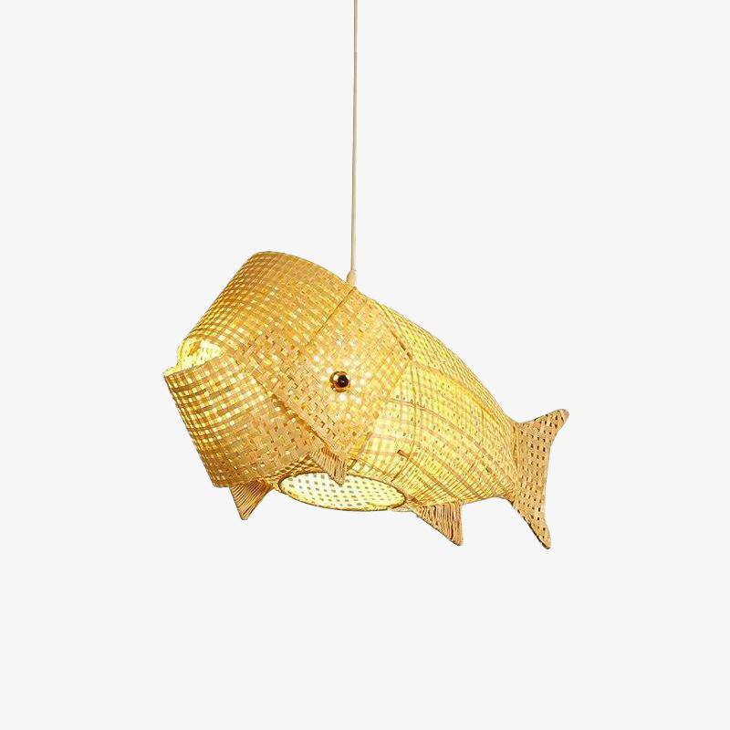 pendant light Rattan LED style fish Kids